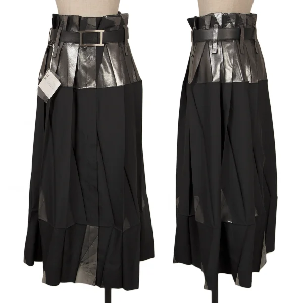 ISSEY MIYAKE 132 5. Foil Printed Pleats Skirt Black,Silver 2 K-161434_001