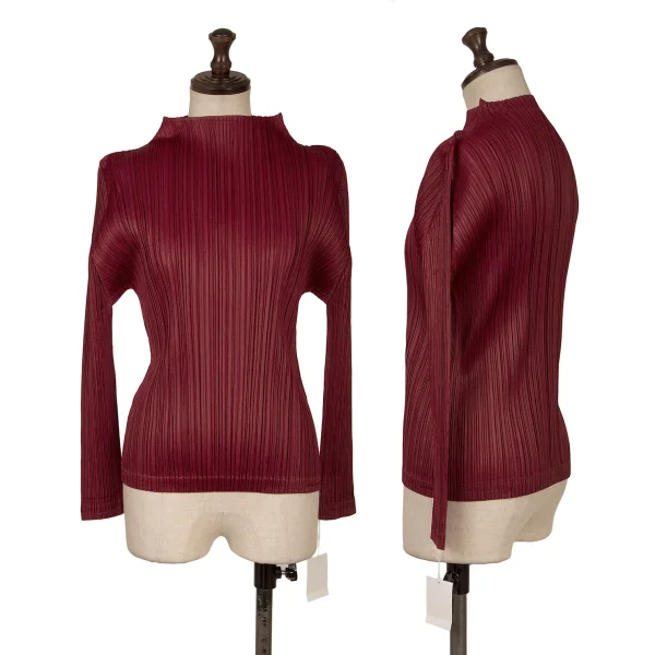 PLEATS PLEASE Mock-neck Long Sleeve Top Red 3 K-161435_001