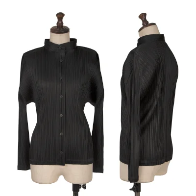 PLEATS PLEASE Stand-collar Long Sleeve Shirt