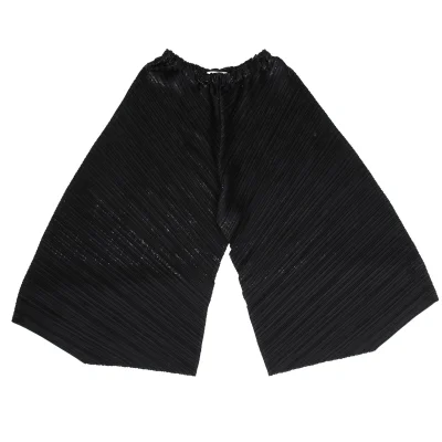PLEATS PLEASE Horizontal Pleated Foil Print Wide Pants