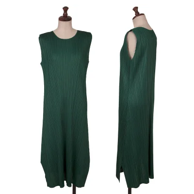 PLEATS PLEASE Pleated Sleeveless Flare Dress