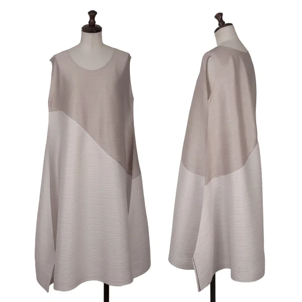 PLEATS PLEASE Bicolor Sleeveless Tunic Beige,Ivory 3 K-161447_001