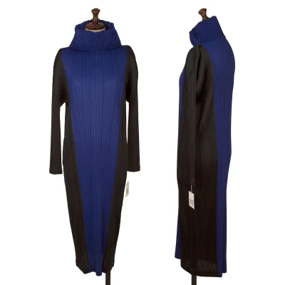 PLEATS PLEASE Pleats Bicolor Turtleneck Dress