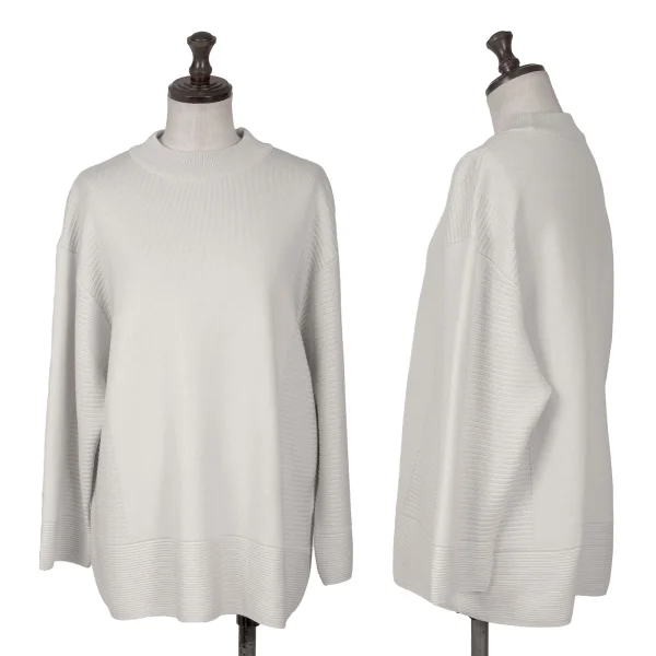 PLEATS PLEASE Striped Weave Switching Knit Grey 3 K-161451_001