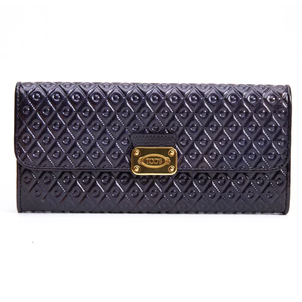 TOD'S Enamel Rhombus Emboss Wallet Purple  K-161454_001