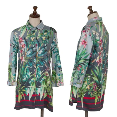 NARACAMICIE Botanical Printed 3/4 Sleeve Blouse