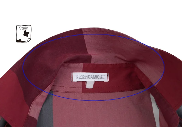 NARACAMICIE Checker Frill Front Stretch 3/4 Sleeve Blouse K-161470_005