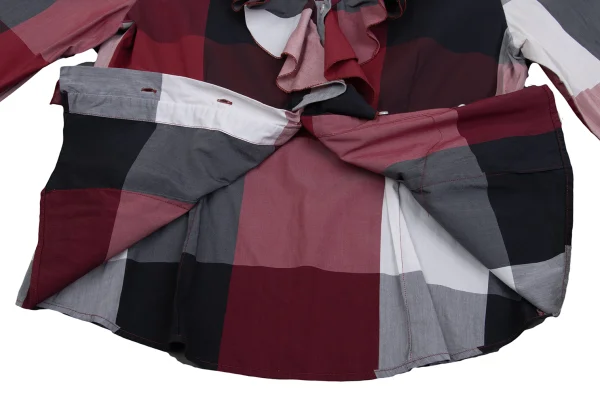 NARACAMICIE Checker Frill Front Stretch 3/4 Sleeve Blouse K-161470_011