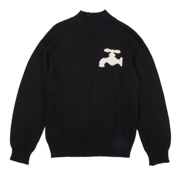 Y's for men Faucet Intarsia Cotton Knit Black S-M K-161473_001