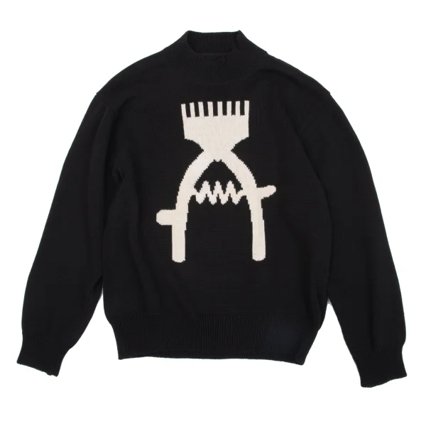 Y's for men Clipper Intarsia Cotton Knit Black S-M K-161474_001