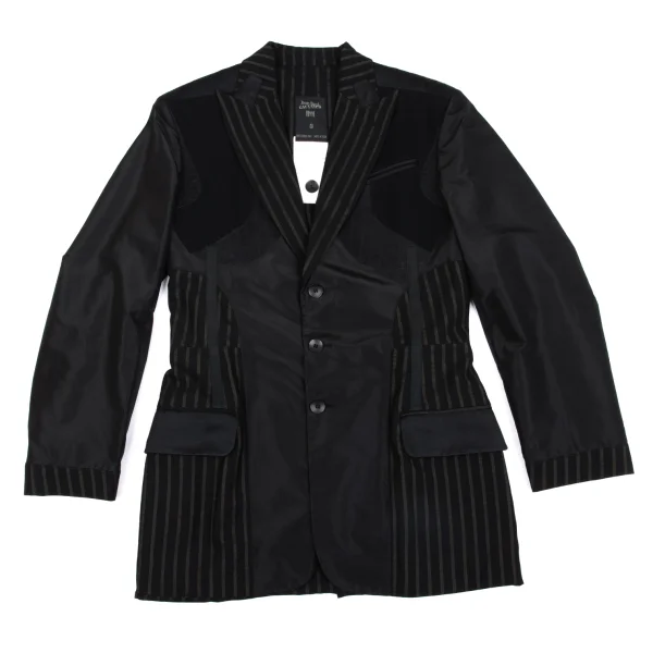 Jean Paul GAULTIER HOMME Striped Inside Out Jacket Black 48 K-161479_001
