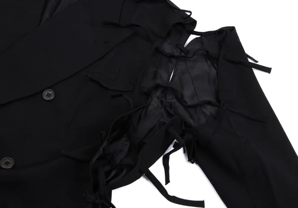 ジャンポールゴルチエ オムJean Paul GAULTIER HOMME リボン着脱デザインウールジャケット 黒50 K-161481_013