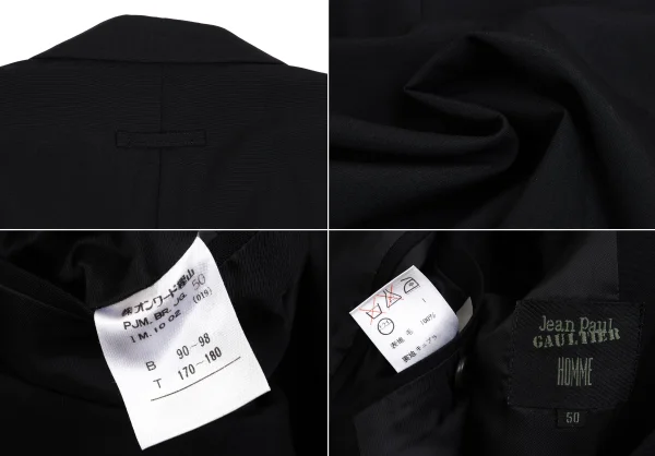 ジャンポールゴルチエ オムJean Paul GAULTIER HOMME リボン着脱デザインウールジャケット 黒50 K-161481_018