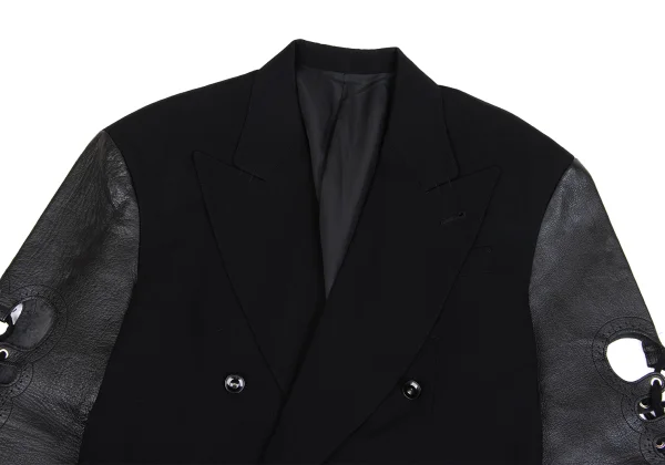 Jean Paul GAULTIER HOMME Leather Sleeves Wool Gaba Jacket K-161482_002