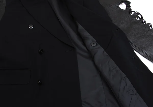 Jean Paul GAULTIER HOMME Leather Sleeves Wool Gaba Jacket K-161482_014