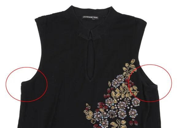 ヴィヴィアンタムVIVIENNETAM フラワービーズエンブロイダリーノースリーブニットトップス 黒他0 K-161496_003