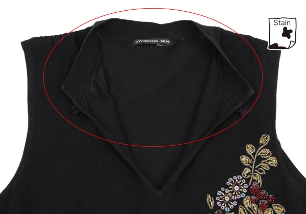 ヴィヴィアンタムVIVIENNETAM フラワービーズエンブロイダリーノースリーブニットトップス 黒他0 K-161496_008