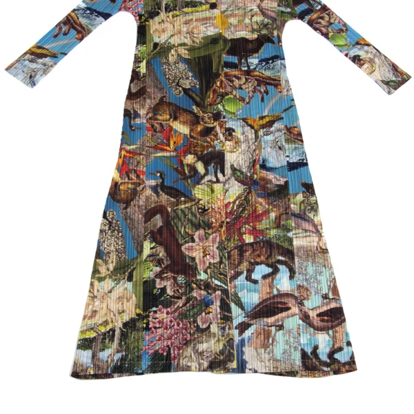 PLEATS PLEASE AURORA JUNGLE Animal Pattern Pleated Coat K-161504_008