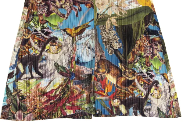 PLEATS PLEASE AURORA JUNGLE Animal Pattern Pleated Coat K-161504_014