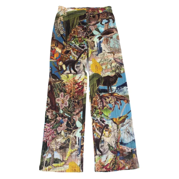 PLEATS PLEASE AURORA JUNGLE Animal Pattern Pleated Pants Multi-Color 4 K-161505_001