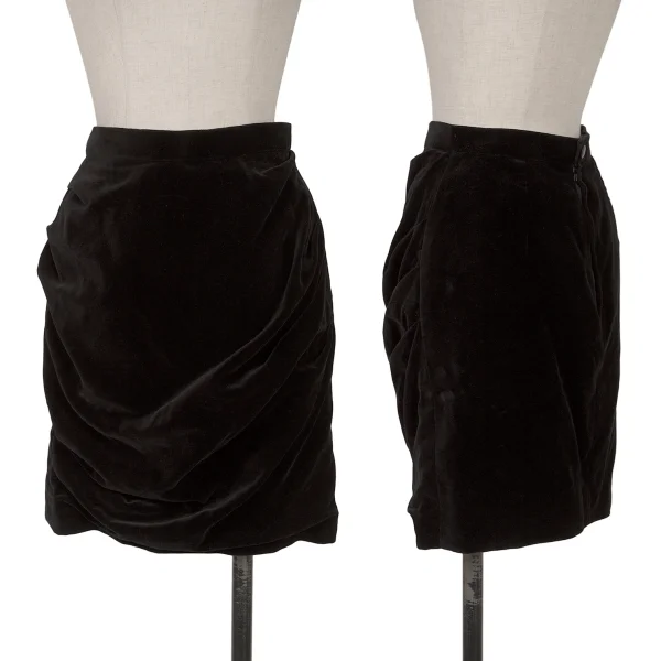 Thierry Mugler Velour Gathered Skirt Black 63-90 K-161508_001