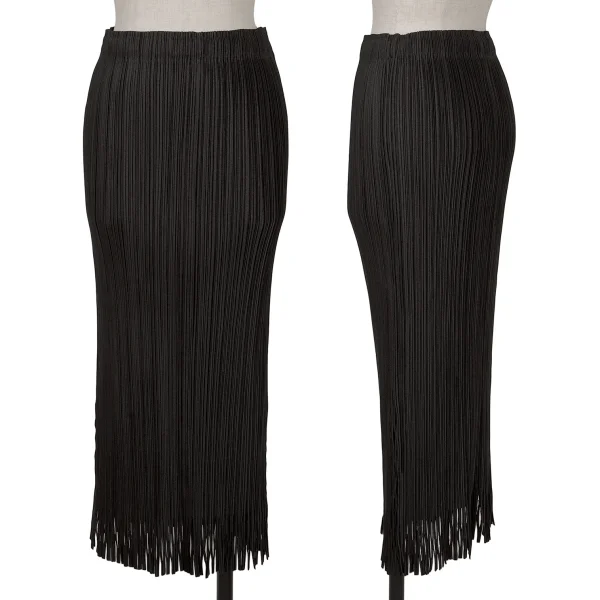 ISSEY MIYAKE FETE Pleated Hem Cutting Design Skirt Black 3 K-161513_001