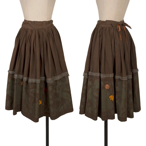 Worlds End Vivienne Westwood Native Printed Knit Taping Wrap Skirt Brown S-M K-161522_001