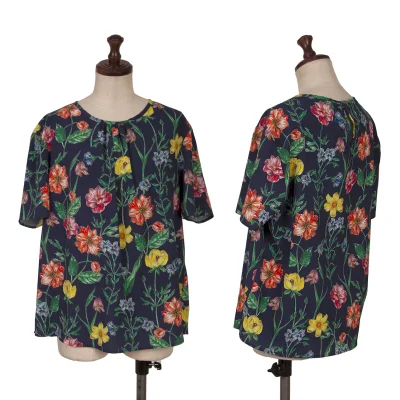 NARACAMICIE Floral Printed Short Sleeve Blouse