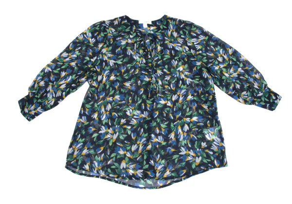 NARACAMICIE Floral Printed Sheer 3/4 Sleeve Blouse K-161551_002