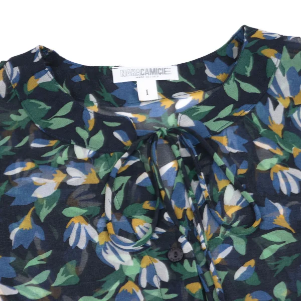 NARACAMICIE Floral Printed Sheer 3/4 Sleeve Blouse K-161551_004