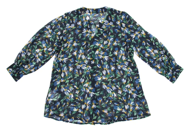 NARACAMICIE Floral Printed Sheer 3/4 Sleeve Blouse K-161551_011