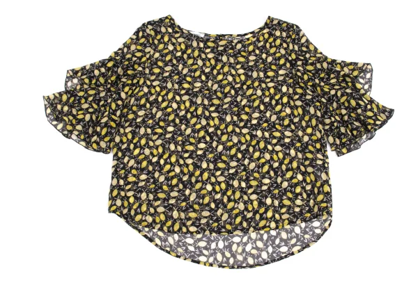 NARACAMICIE Lemon Printed Sheer Frill Sleeve Blouse K-161553_002