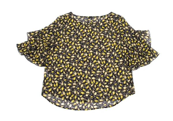 NARACAMICIE Lemon Printed Sheer Frill Sleeve Blouse K-161553_010