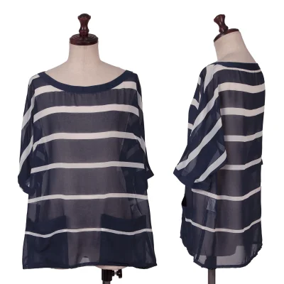 NARACAMICIE Striped Sheer Blouse