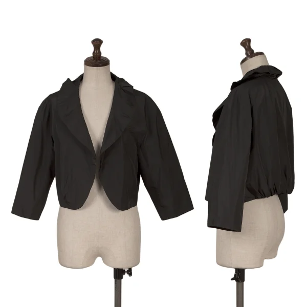 Leilian Tuck Collar Short Buttonless Jacket Black S-M K-161558_001