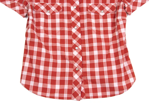 agnes b. Checkered Snap Button Puff Sleeve Blouse K-161560_008
