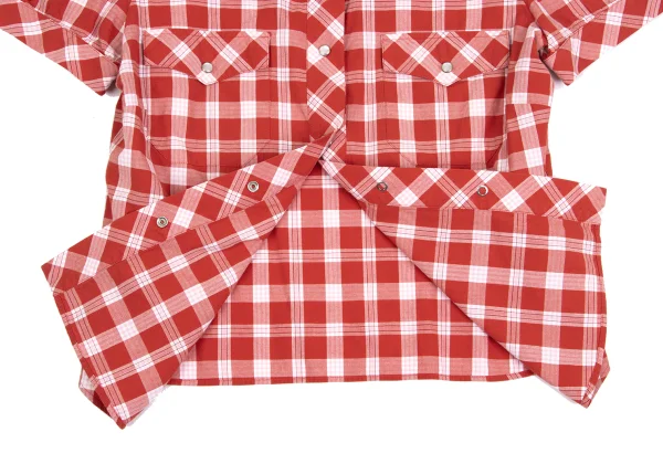 agnes b. Checkered Snap Button Puff Sleeve Blouse K-161560_009