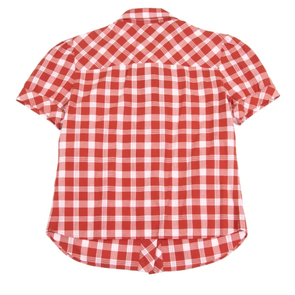 agnes b. Checkered Snap Button Puff Sleeve Blouse K-161560_010