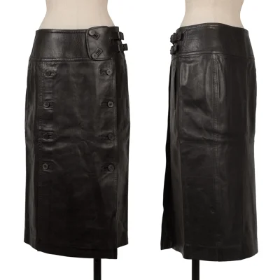 Yves Saint Laurent Leather Wrap Skirt
