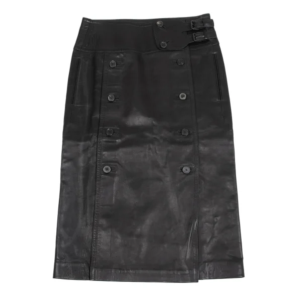 Yves Saint Laurent Leather Wrap Skirt K-161561_002