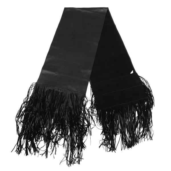 HIROKO KOSHINO Leather Fringe Stole Black  K-161562_001