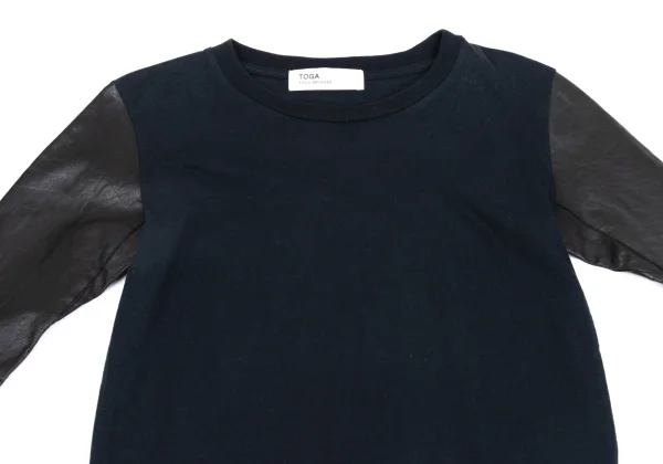 TOGA ARCHIVES Leather Glove Sleeves T Shirt K-161563_003