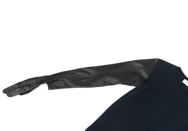 TOGA ARCHIVES Leather Glove Sleeves T Shirt K-161563_005