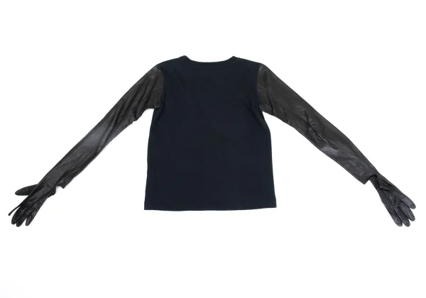 TOGA ARCHIVES Leather Glove Sleeves T Shirt K-161563_009