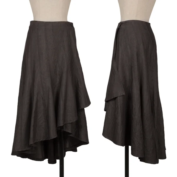 GRACE CONTINENTAL Cotton Poly Wrinkled Wrap Skirt Brown 36 K-161568_001