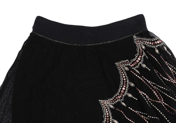 GRACE CLASS Lame Embroidered Layered Stretch Skirt K-161569_004