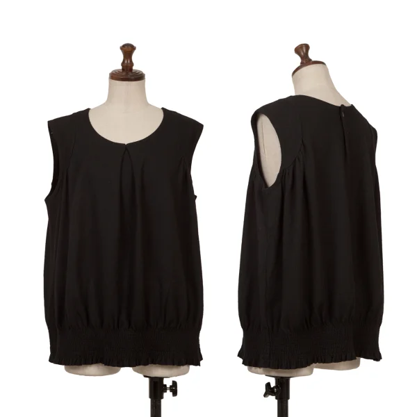 zucca Wool Tuck Gather Sleeveless Knit Black M K-161575_001
