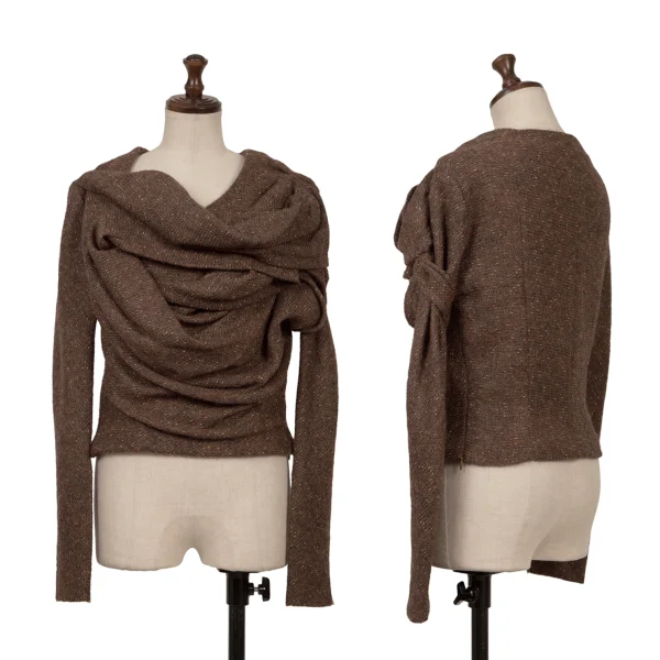 LANVIN Gather Tweed Pullover Jacket Brown 40 K-161578_001