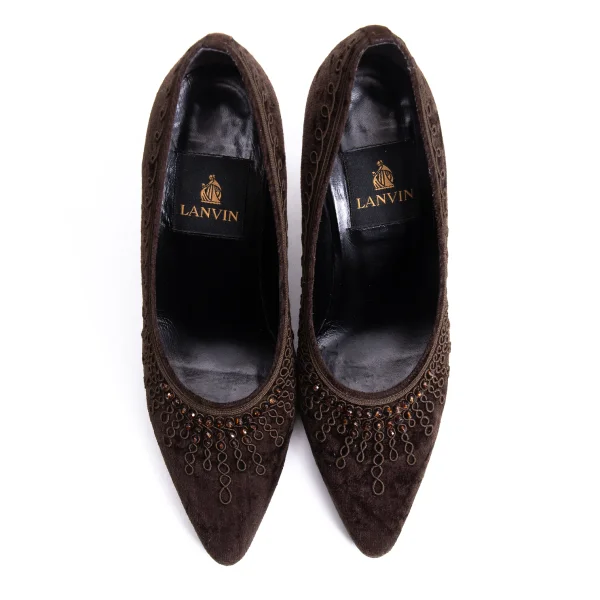 LANVIN Bijou Decoration Velour Pumps K-161581_002
