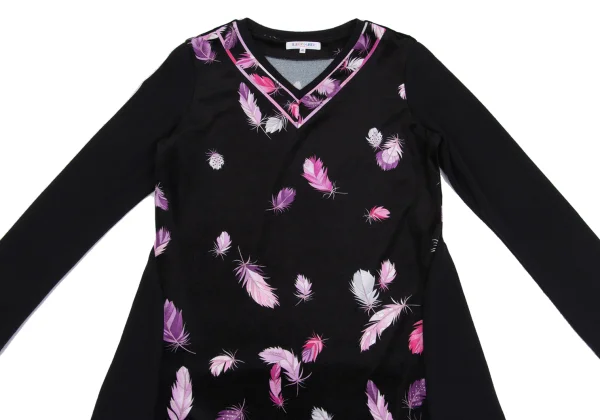 LEONARD SPORT Feather Printed Velour Switching Dress K-161585_003